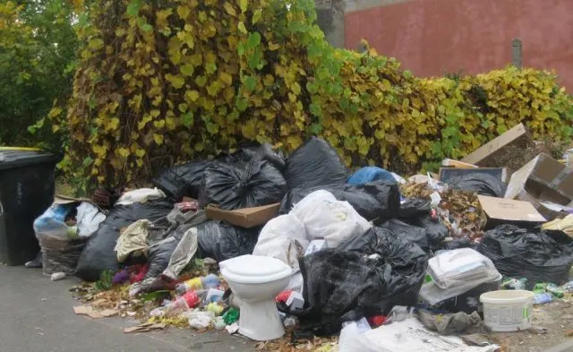 Vas de toaletă aruncat pe stradă. Polițiștii locali împart amenzi