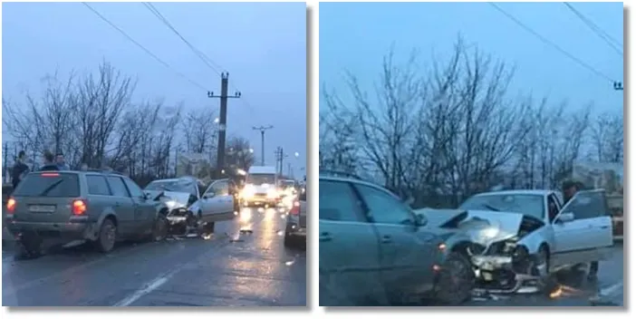 Ciocnire frontală între două mașini pe o stradă din Timișoara
