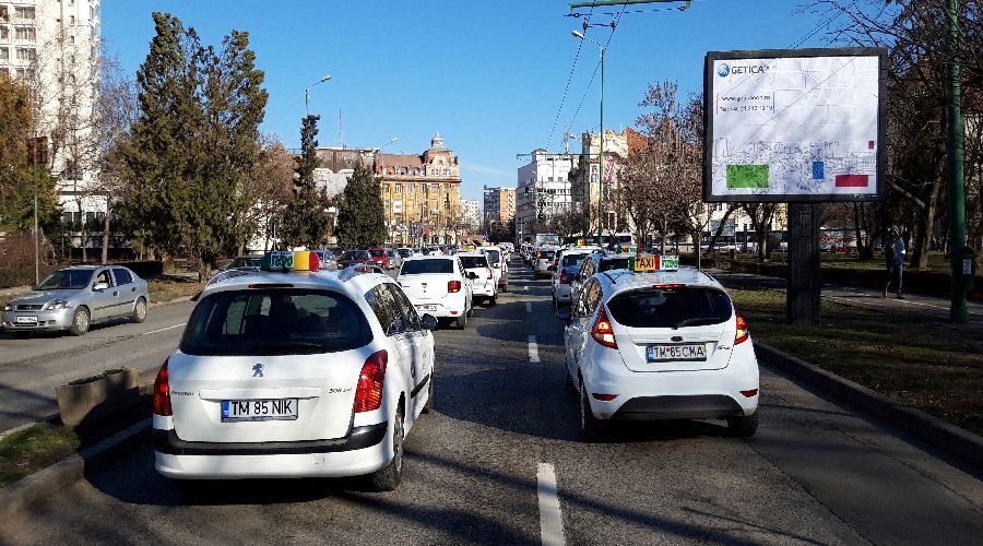 Timișoara blocată, din nou. Protestul taximetriștilor continuă
