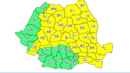 Cod galben de vreme rea în estul județului Timiș