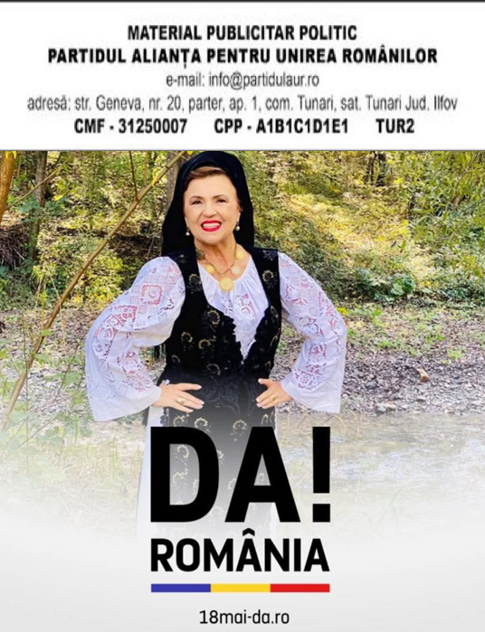 NICOLETA VOICA: "DA, ROMÂNIA. CU DOR DE BANAT" - ARTISTA DIN BANAT ÎȘI DECLARĂ SUSȚINEREA PENTRU GEORGE SIMION PE 18 MAI