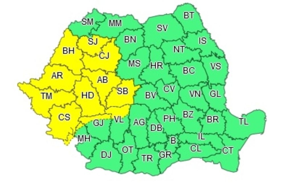 ALERTĂ METEO - COD GALBEN de furtuni cu grindină - HARTA potopului