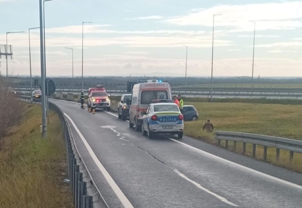 Accident pe drumul spre autostradă, circulație îngreunată