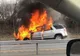 Accident pe autostrada A1. Mașină în flăcări