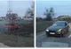 Mașină răsturnată după un accident la Timisoara. In ciocnire a fost implicată mașina unui polițist